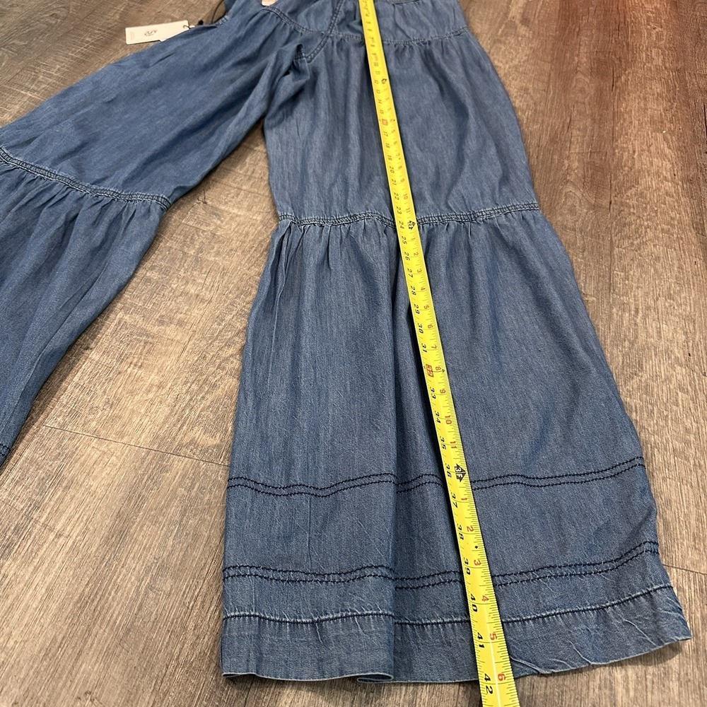 Sincerely Jules Chambray Tiered Palazzo Pants Boho Festival Wide Leg Small NWT - Picture 12 of 12